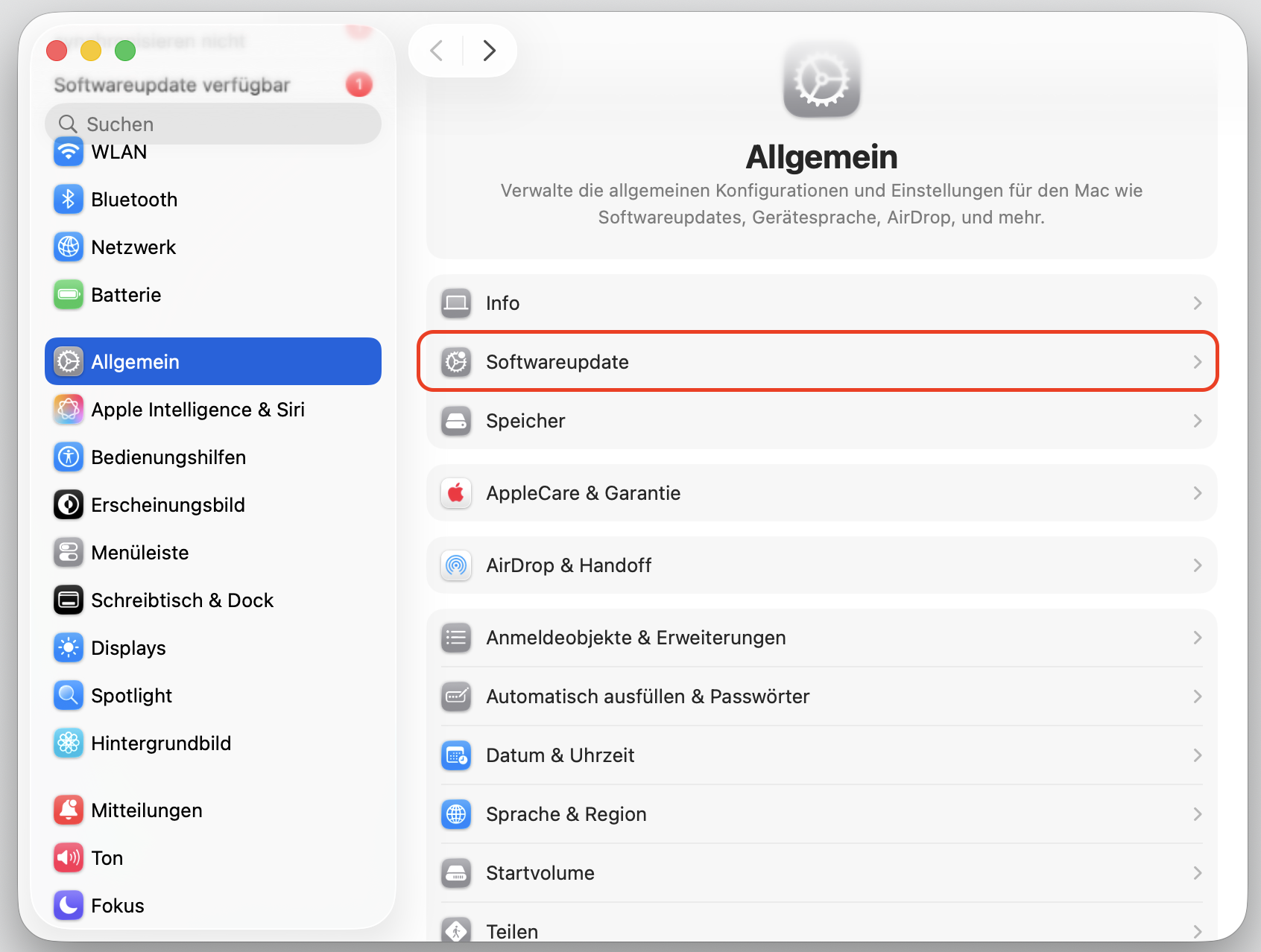 Klicken Sie auf Allgemein in der Seitenleiste. Wählen Sie Software-Aktualisierung aus. Wenn eine Aktualisierung verfügbar ist, klicken Sie auf Jetzt aktualisieren, um es herunterzuladen und zu installieren.