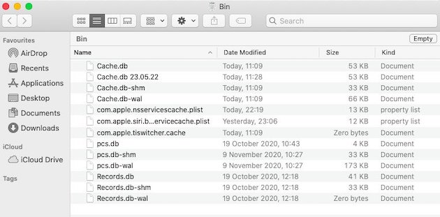 empty bin folder empty bin folder