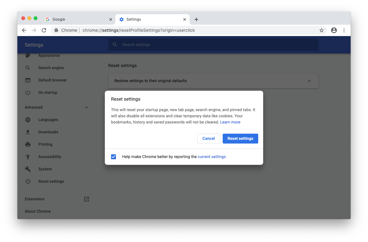 Retirer bing de google chrome
