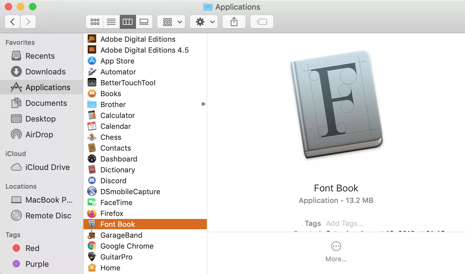 search for font book in spotlight