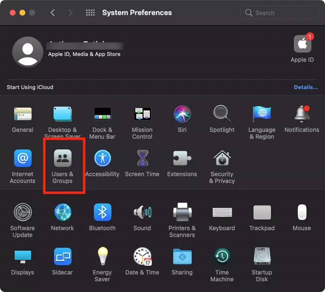 system preferences users & groups