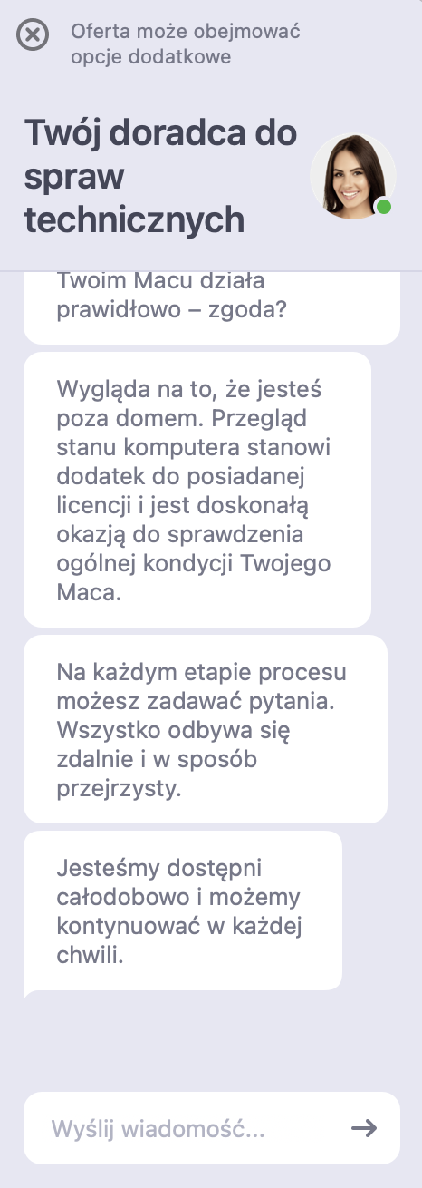 Rozpocznij czat online z jednym z naszych ekspertów, aby uzyskać wskazówki dotyczące aktualizacji Maca.