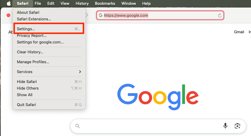Some malware will change your web browser's settings, including the homepage and which extensions are installed. Start by opening Safari settings.