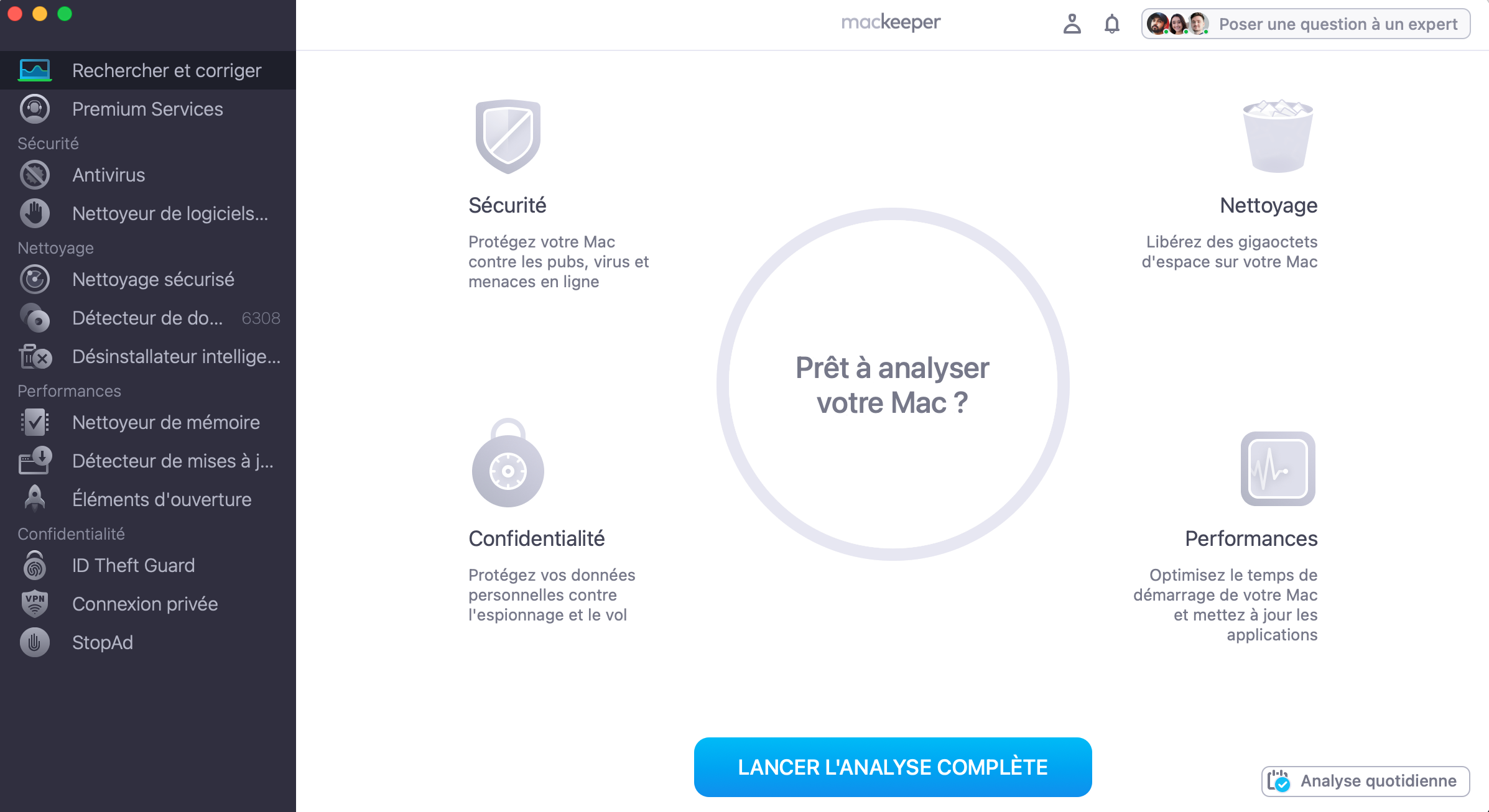 Analysez votre Mac pour détecter les problèmes liés à votre souris. Lancez MacKeeper, sélectionnez Rechercher et corriger, et cliquez sur Lancer l'analyse.