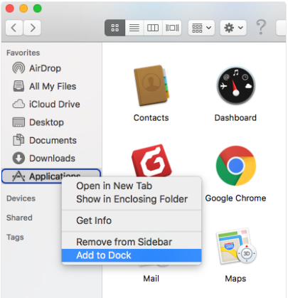 Adding Applications to dock Adding Applications to dock