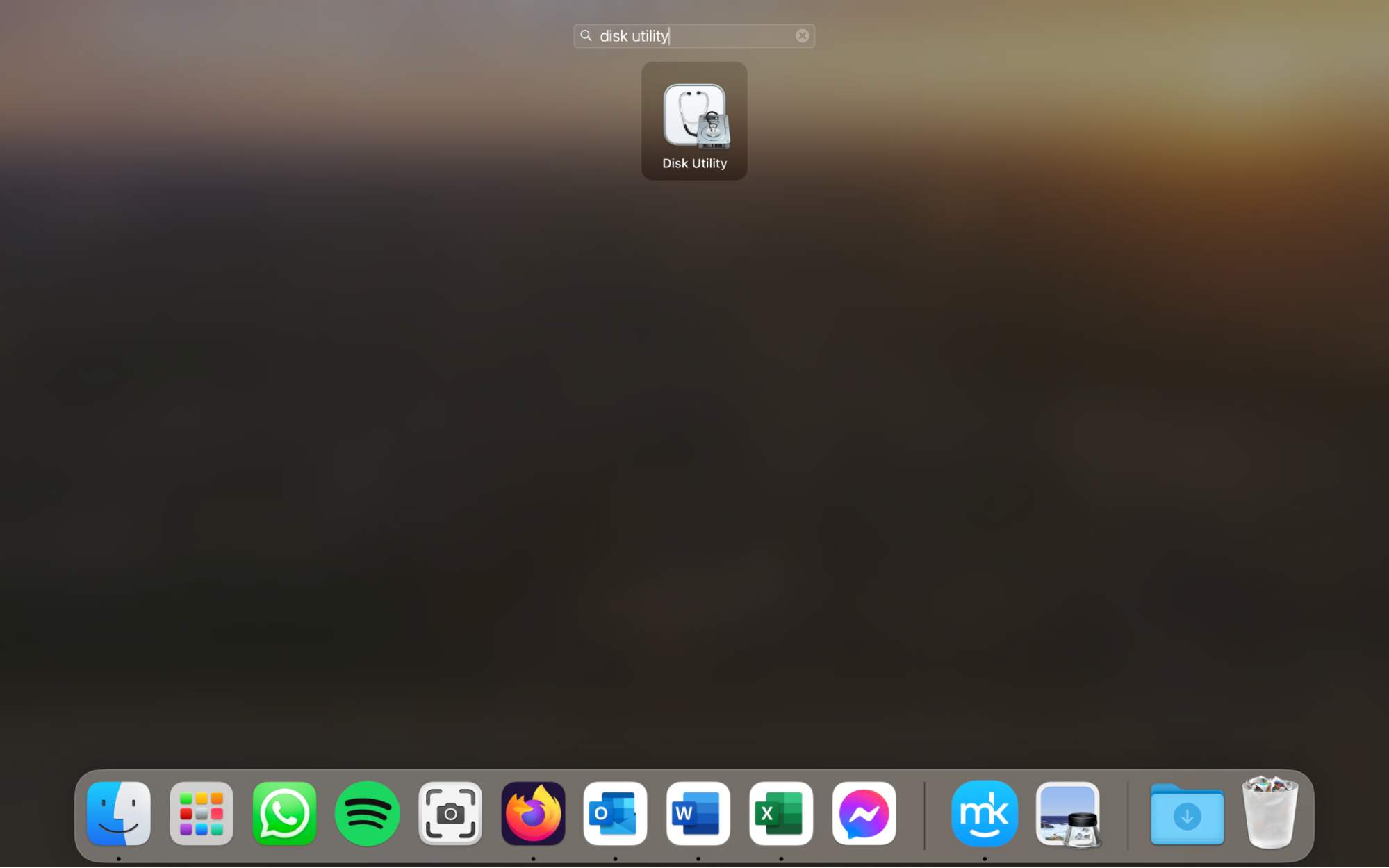 Launchpad on a Mac, with the Disk Utility app shown. How to downgrade macOS version: install from a bootable installer.