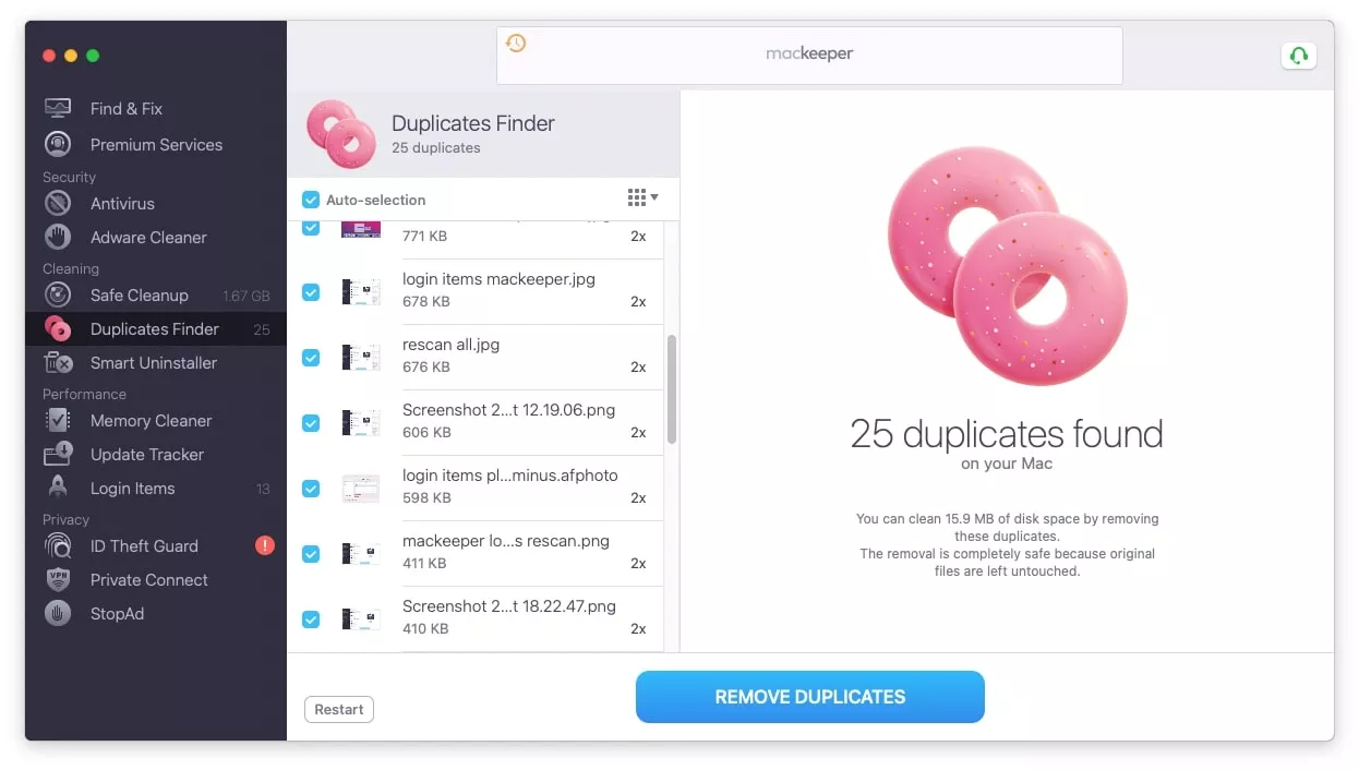 mackeeper duplicates finder