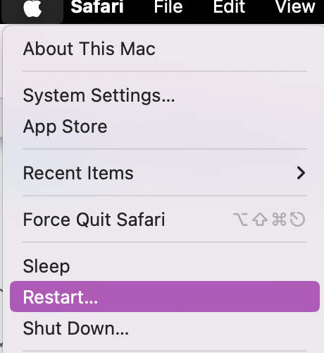 It’s very simple to restart your Mac. You just need to click on the Apple Icon and select Restart from the list.