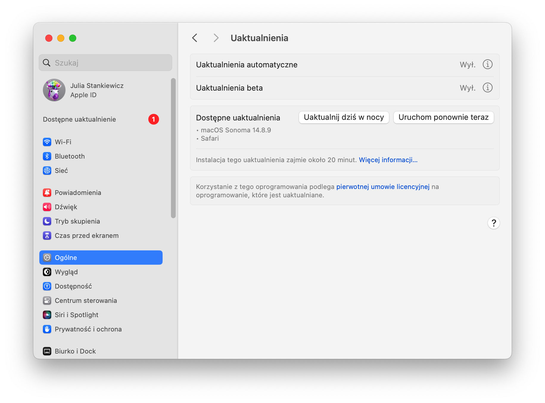 Sprawdź Ustawienia systemowe, aby upewnić się, że macOS jest aktualny. Powinieneś robić to regularnie, aby uniknąć problemów, w tym problemów z dyskami zewnętrznymi.