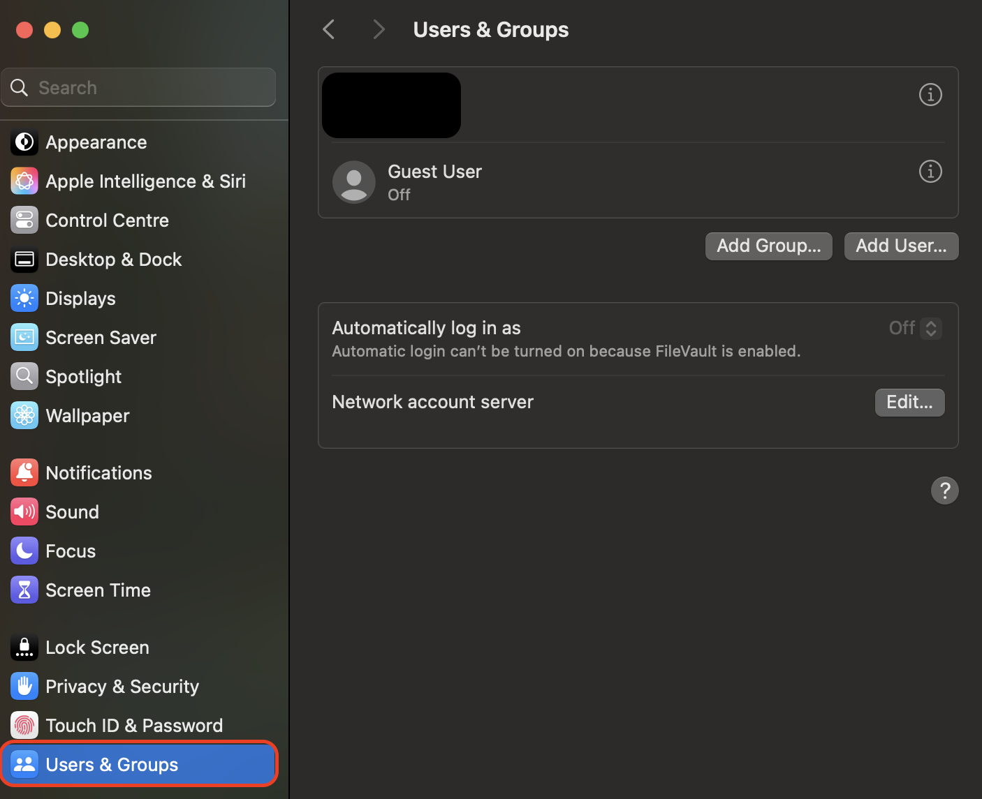 Go to Users & Groups, select the account you want to modify, click Edit, and switch the role to Standard to limit permissions and improve security.