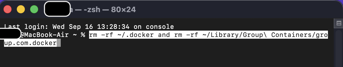 Enter the Terminal commands rm -rf ~/.docker & rm -rf ~/Library/Group\ Containers/group.com.docker to uninstall Docker Desktop on Mac using Homebrew.