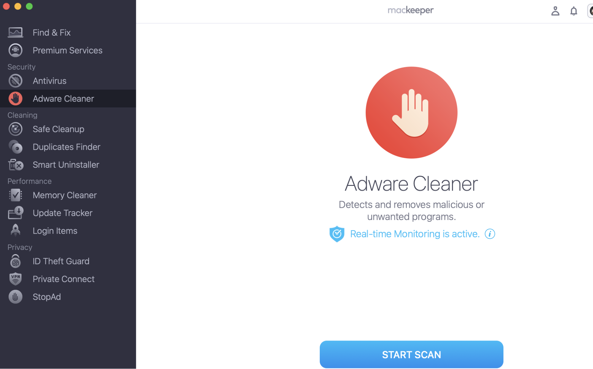 Click Start Scan to check your browser for malware.
