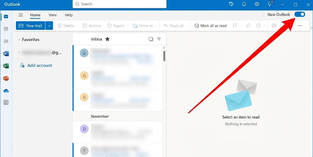 Switch between New and Legacy Outlook to fix CPU consumption. Navigate to the top-right corner of the Outlook window and toggle on New Outlook.