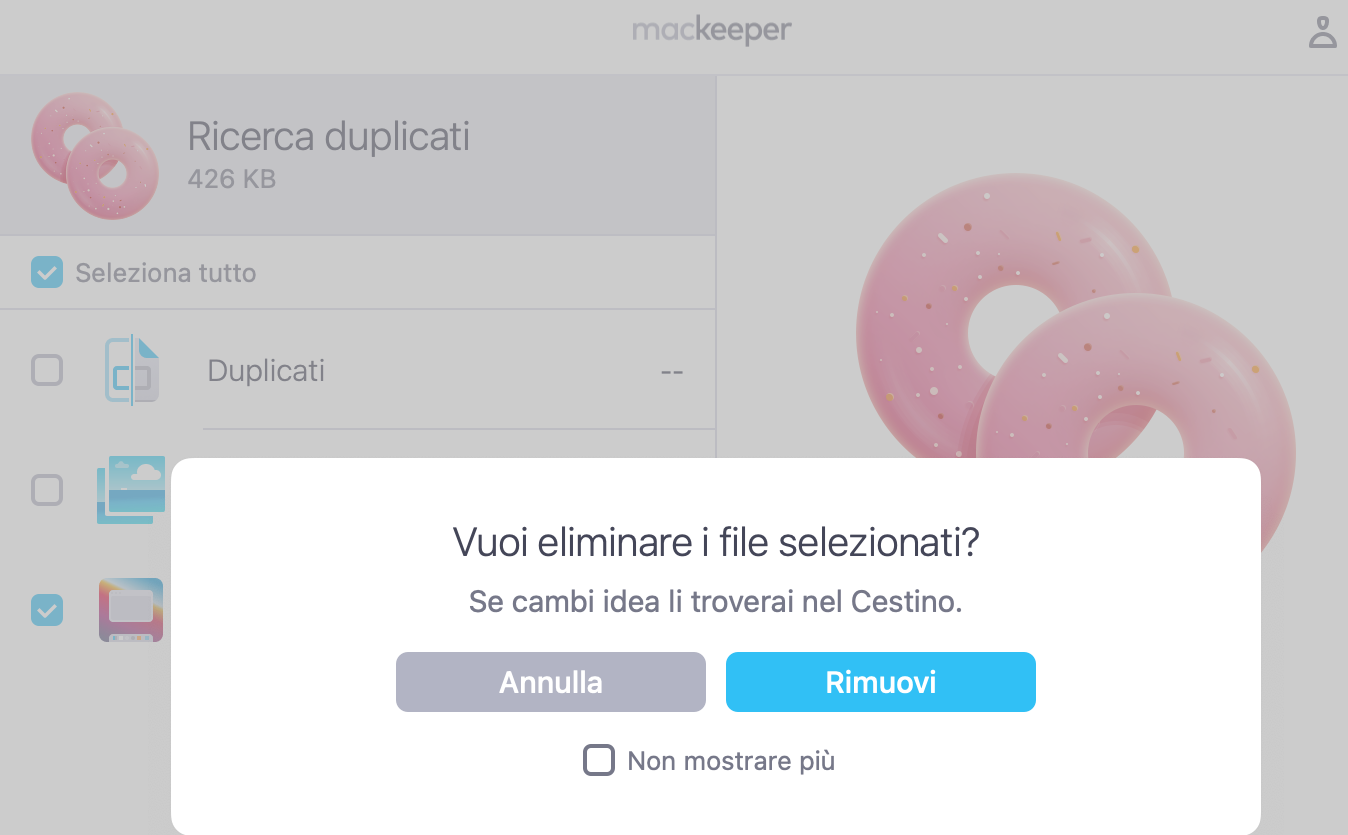 Fai clic su Rimuovi nel pop-up per confermare la rimozione.
