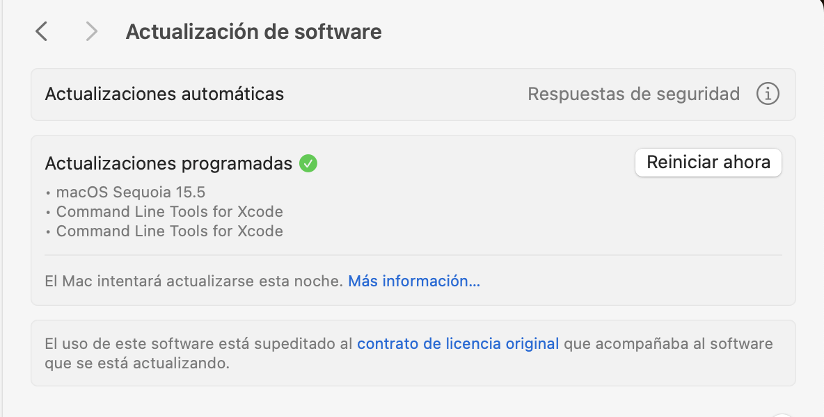 Haz clic en el botón Actualizar ahora si necesitas actualizar tu software.