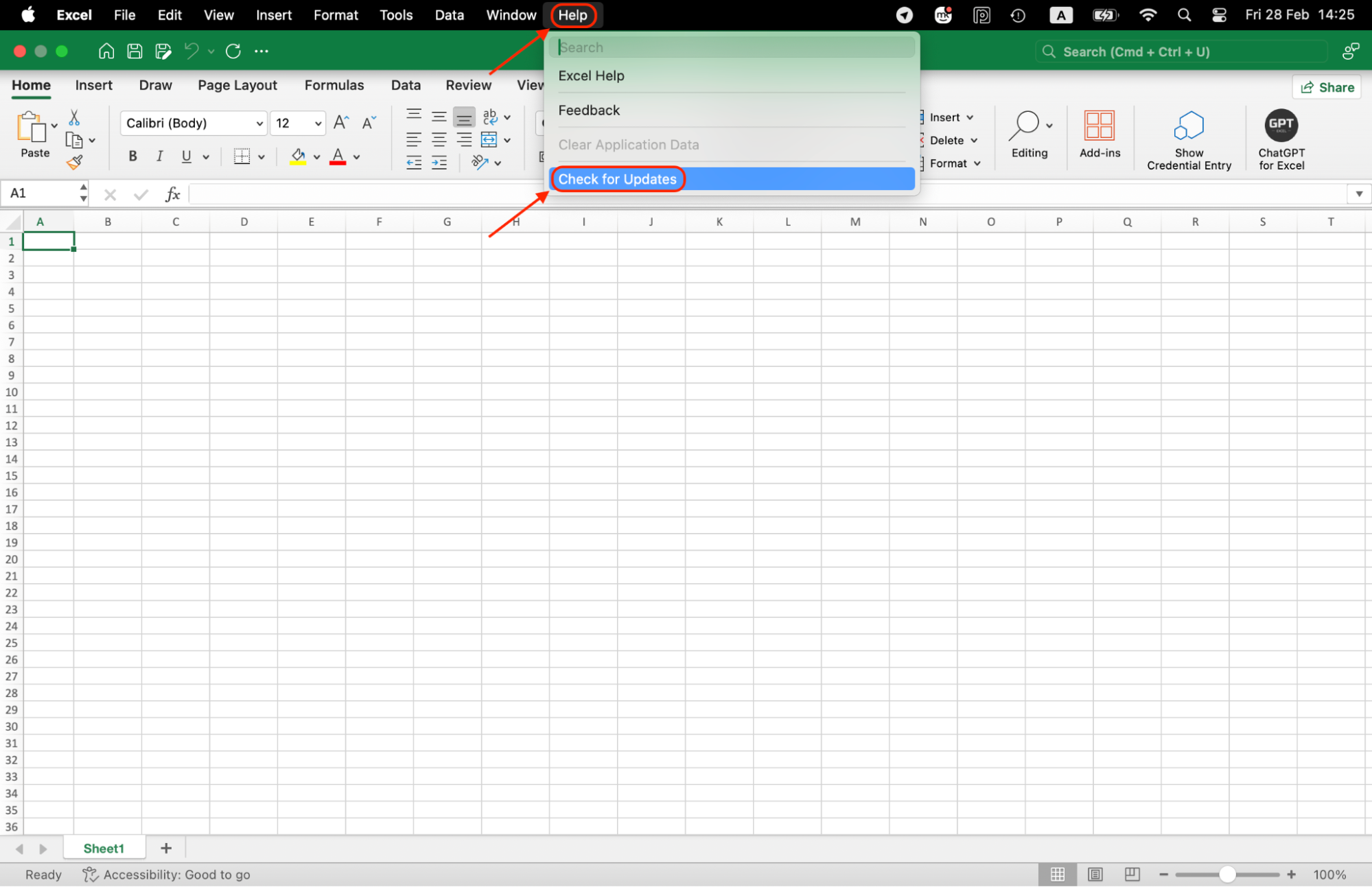 As one of the basic troubleshooting methods to fix the Excel slowness is updating the app. Open Excel, click Help > Check for Updates, and install any available updates.
