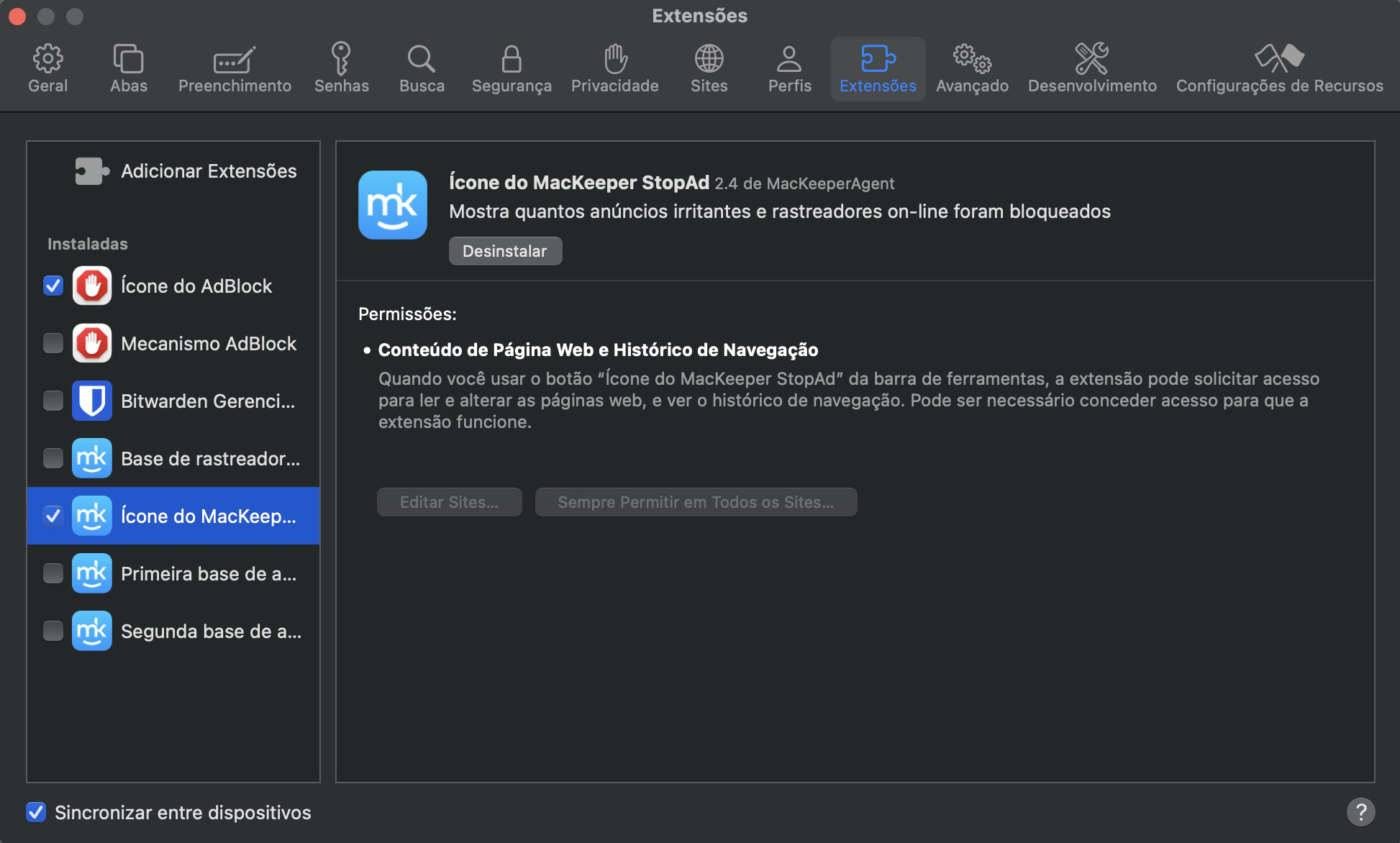 Certifique-se de que você ativou a extensão no navegador escolhido; caso contrário, clique em Habilitar e siga as instruções na tela para permitir a extensão no seu navegador. Dessa forma, você manterá seu dispositivo e seus dados mais seguros ao navegar online.