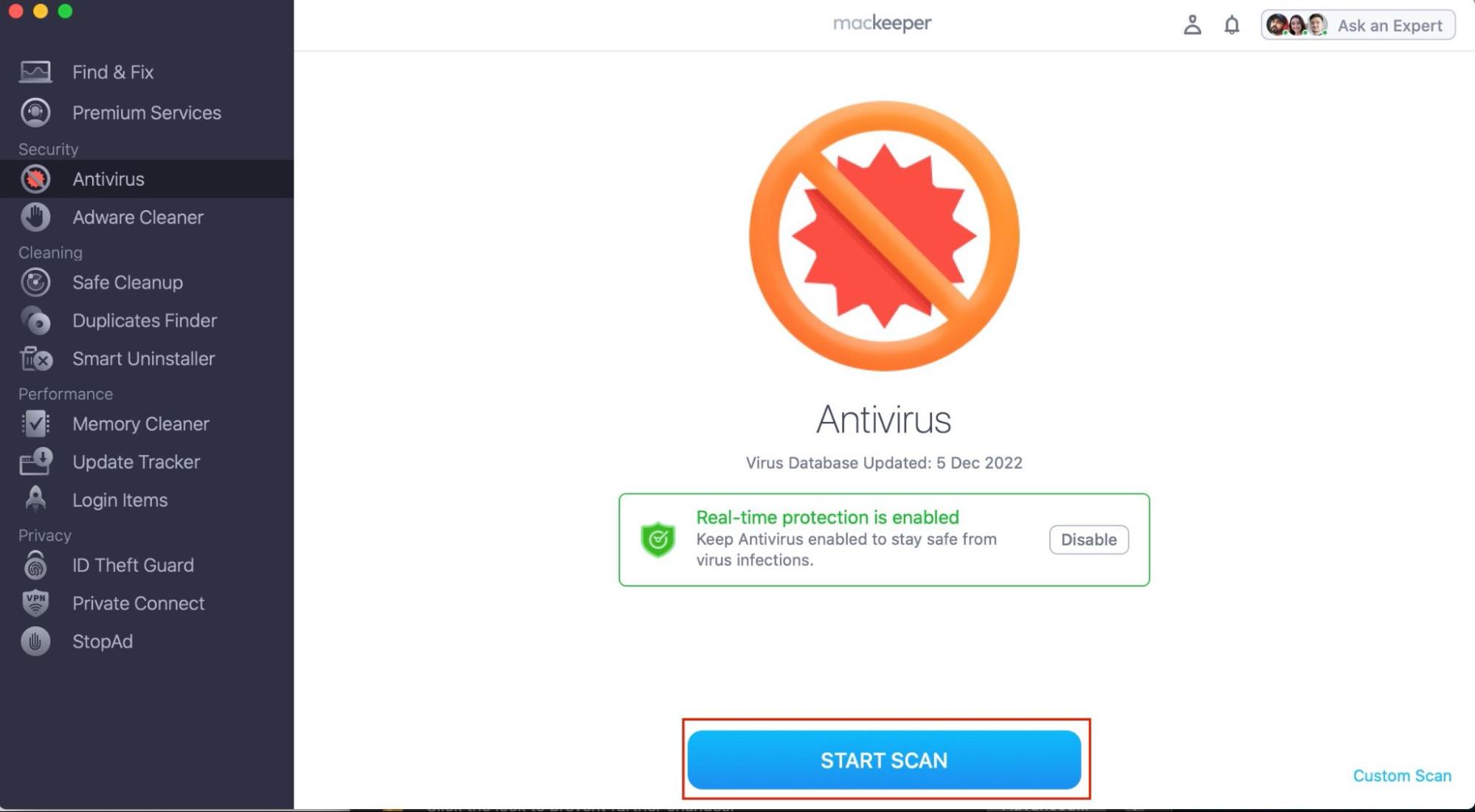 MacKeeper Antivirus User Interface MacKeeper Antivirus User Interface