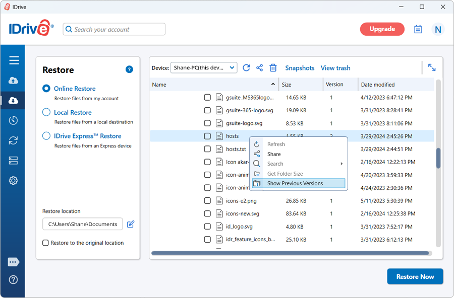 Open IDrive, add your Mac to your account, then select the folders you want protected and set a schedule for automatic cloud backups.