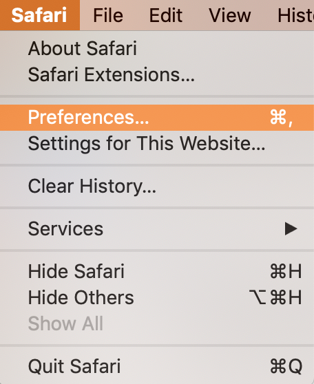 find preferences button in safari menu find preferences button in safari menu