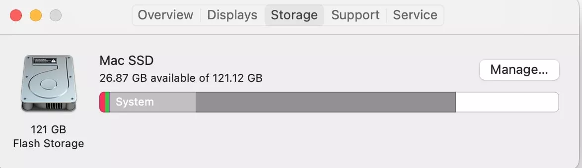 about this mac storage tab