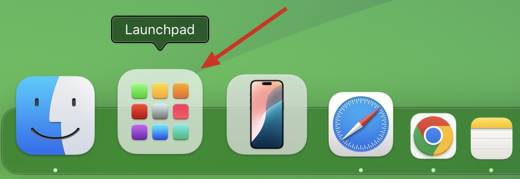 Ícone do Launchpad no Dock do macOS. Clique nele para visualizar todos os aplicativos instalados no Mac, mesmo sem abrir a pasta Aplicativos.