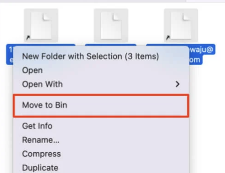Search through all your folders and files until you find any cache that is related to your iCloud account. To remove it, right-click and select Move to Bin.