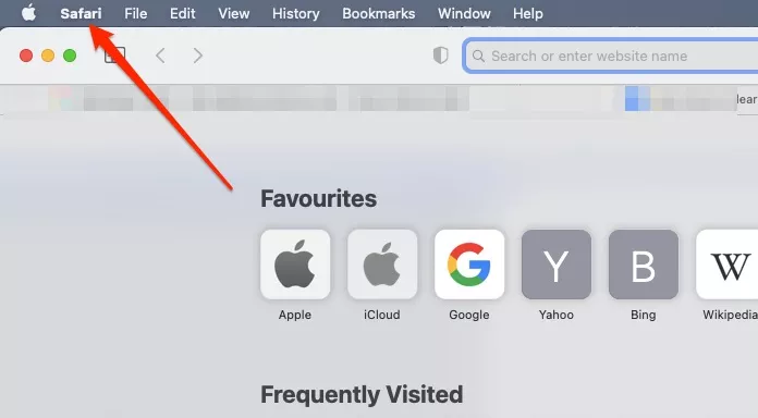 safari in the menu bar