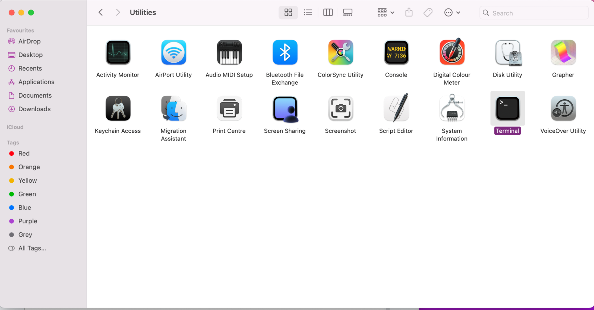 To use Terminal to get a full list of system processes you’ll first need to go to Finder. Then go to Applications > Utilities and right-click on to open the Terminal app on your Mac.