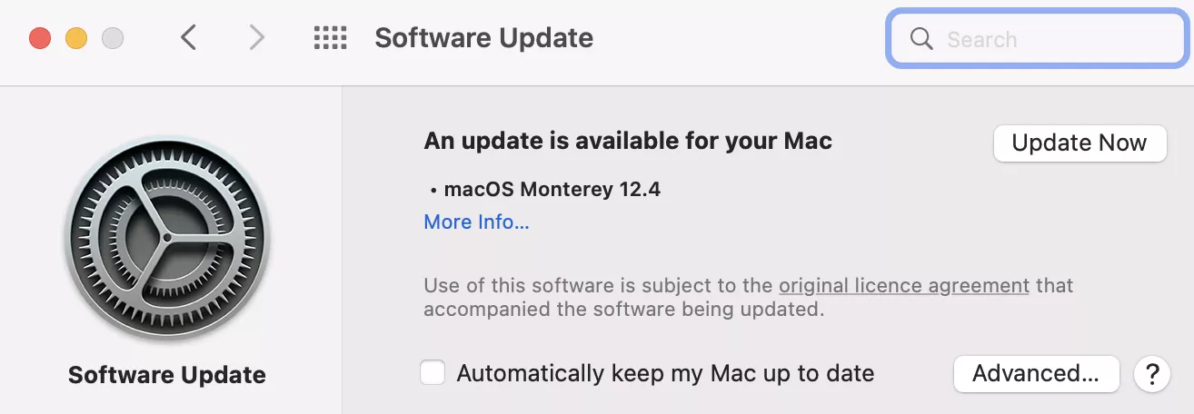 macOS Monterey Software Update tab