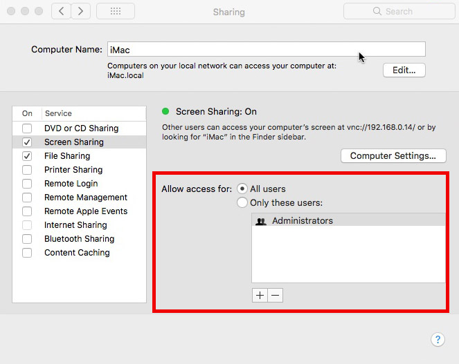 how to enable remote access on mac
