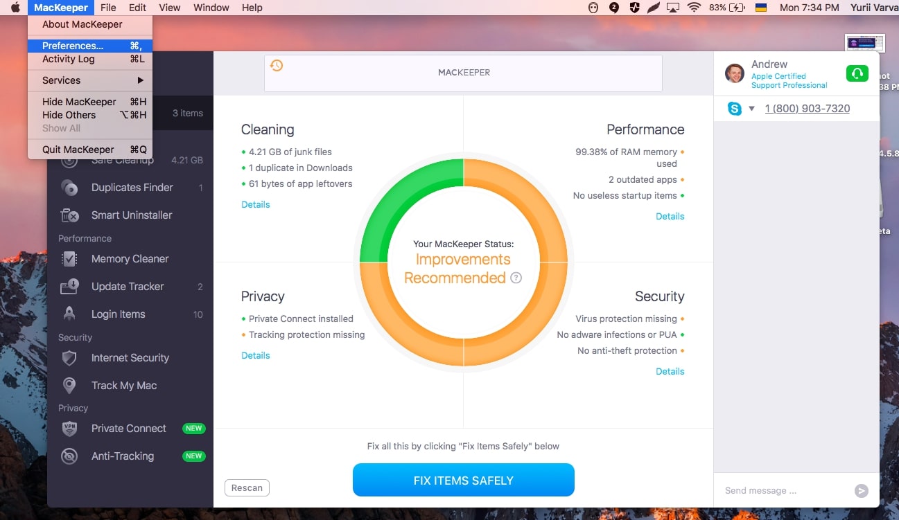 mackeeper preferences mackeeper preferences