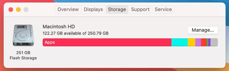 about this mac storage tab