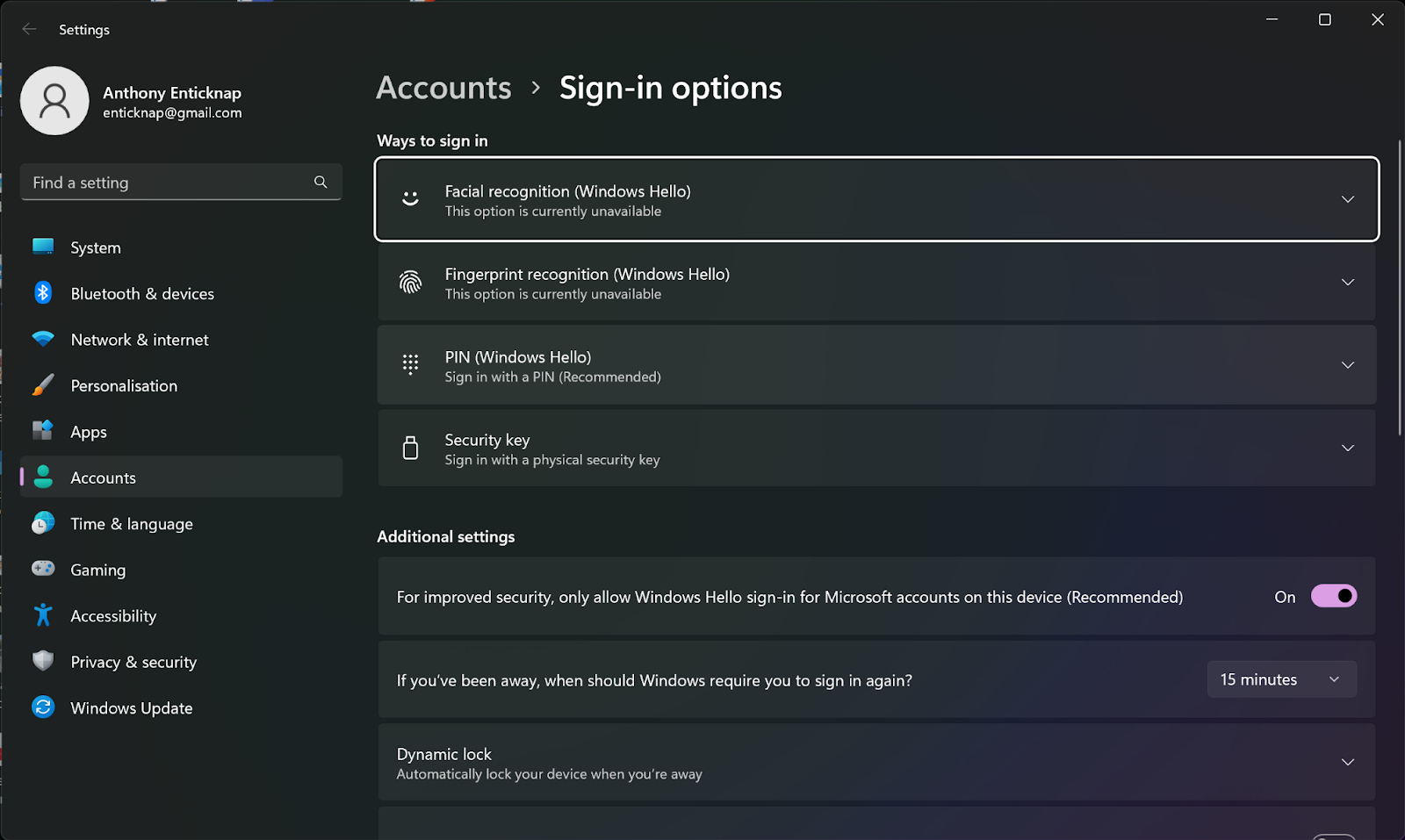 With Windows Hello, you can use all kinds of login methods, including biometric authentication and security keys. You can also use PINs.