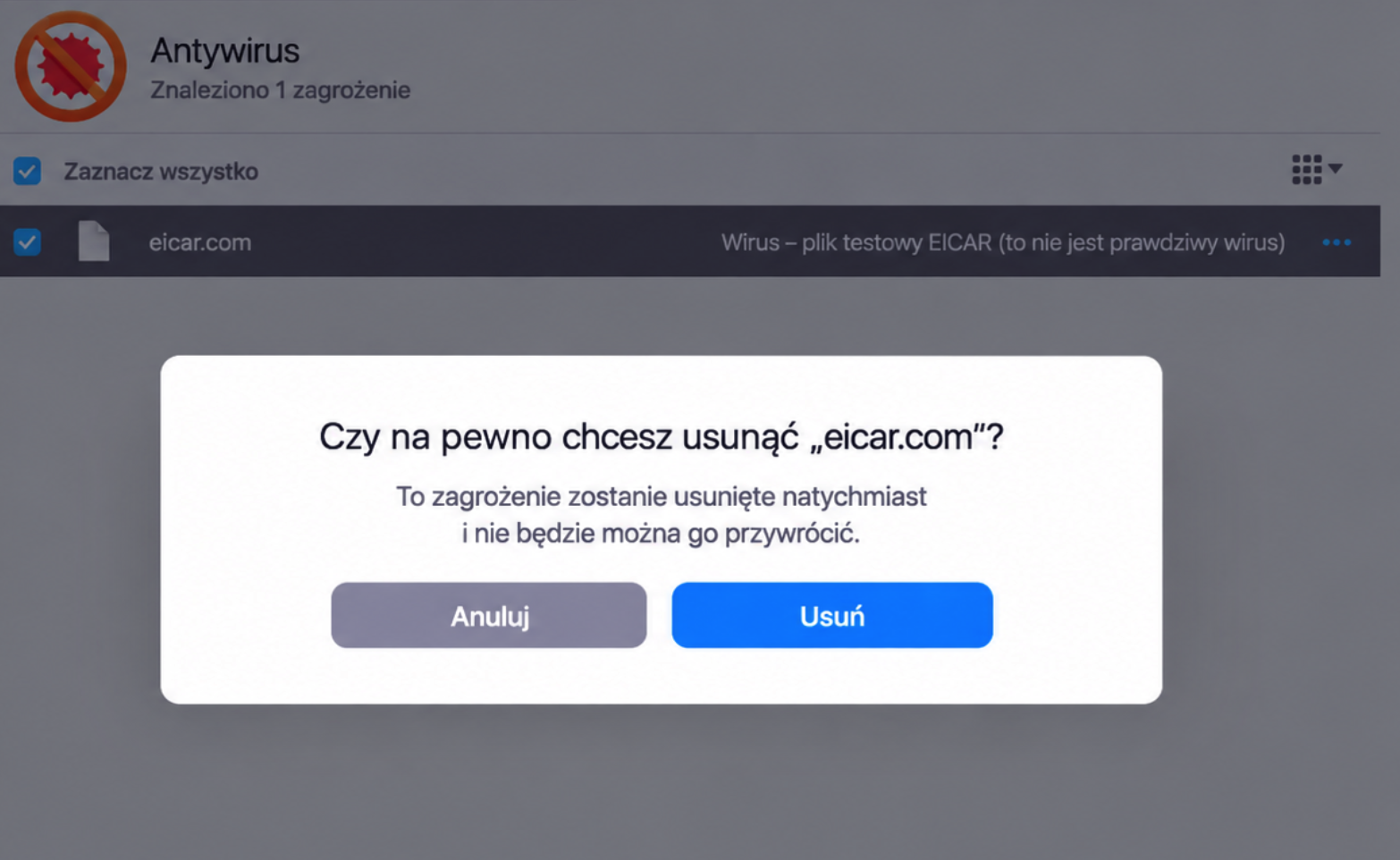 Na koniec kliknij przycisk Usuń, aby potwierdzić, że chcesz trwale usunąć wybrany plik. Pamiętaj, że nie da się go przywrócić.