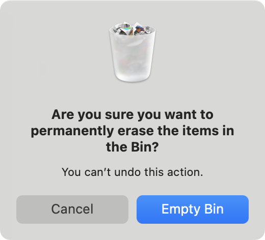 To permanently erase the OneDrive app from your Mac, click the 'Empty Trash' button when prompted. This will completely delete the app and prevent it running again.