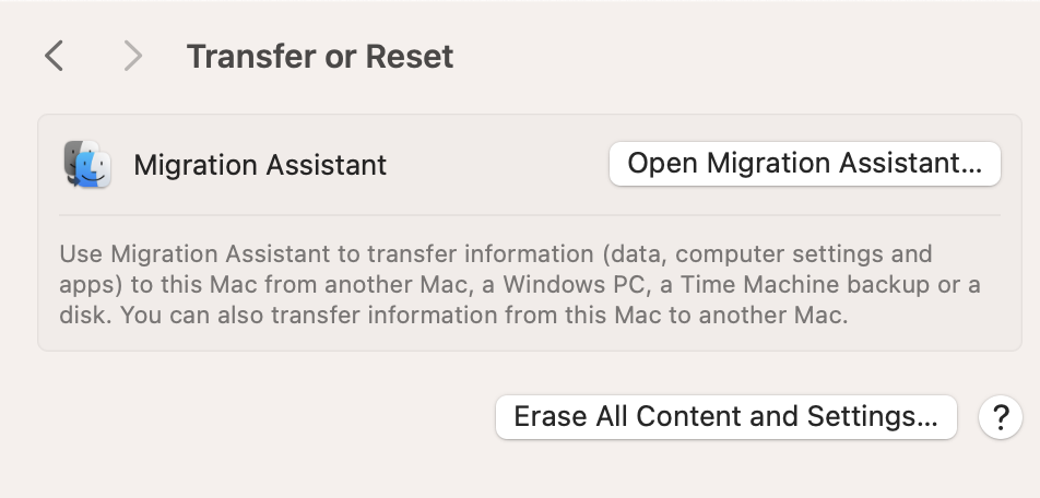 On the next window, go to Erase All Content and Settings. on the next page, you'll then have a list of instructions you can follow.