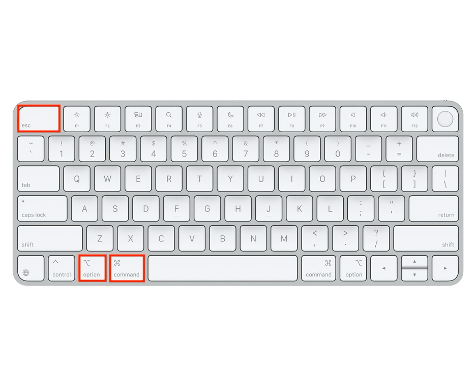 To use Wireless Diagnostics on your Mac, start by quitting all Macs by pressing the Option, Command, and Esc keys at the same time.