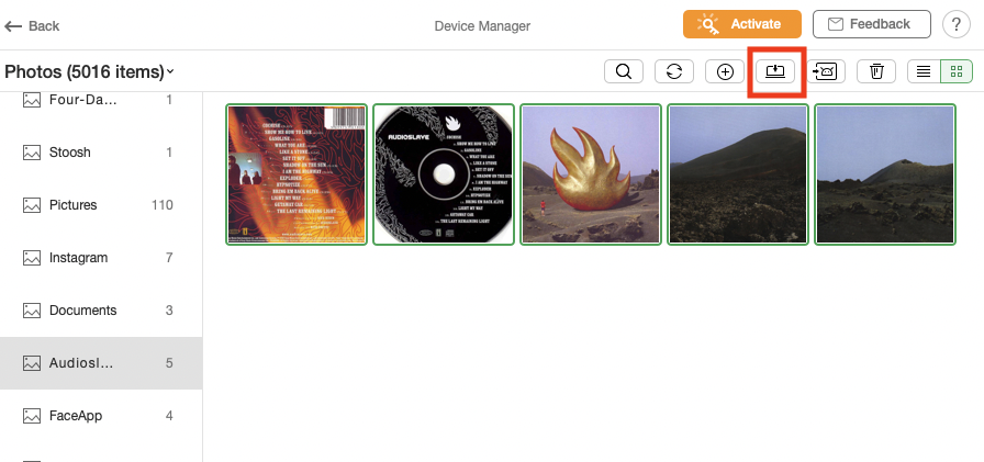 Connect your Mac and your Android device via USB. Now look in the AnyDroid app on your Mac, and you should be able to see your phone or tablet's contents. Choose what to transfer and click the download button.