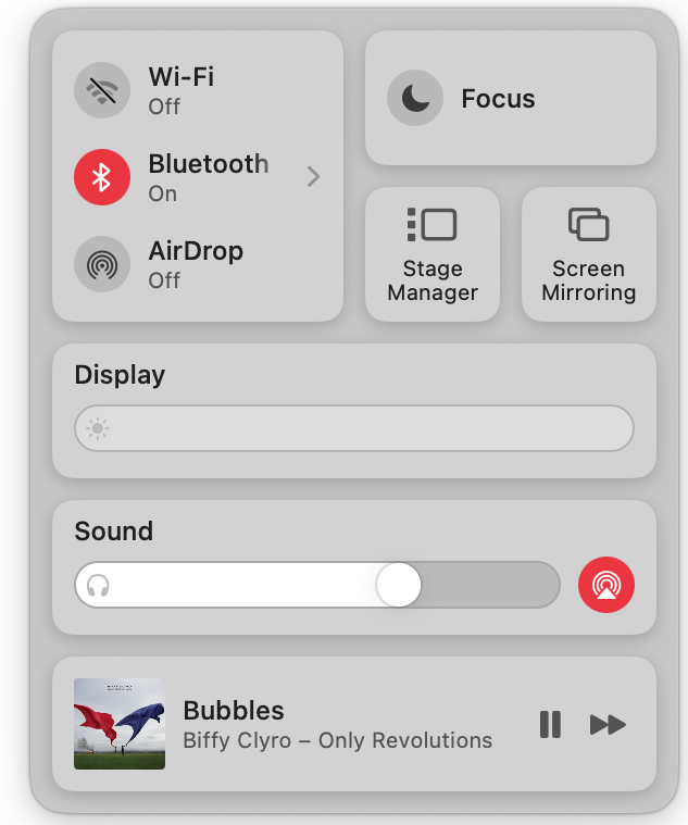 The macOS Control Center, introduced in Big Sur, lets you control all kinds of things, including music apps, your Bluetooth devices, AirDrop, and lots more.