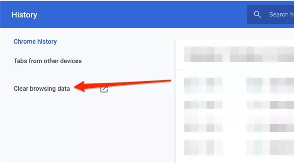 Clear browsing data in chrome