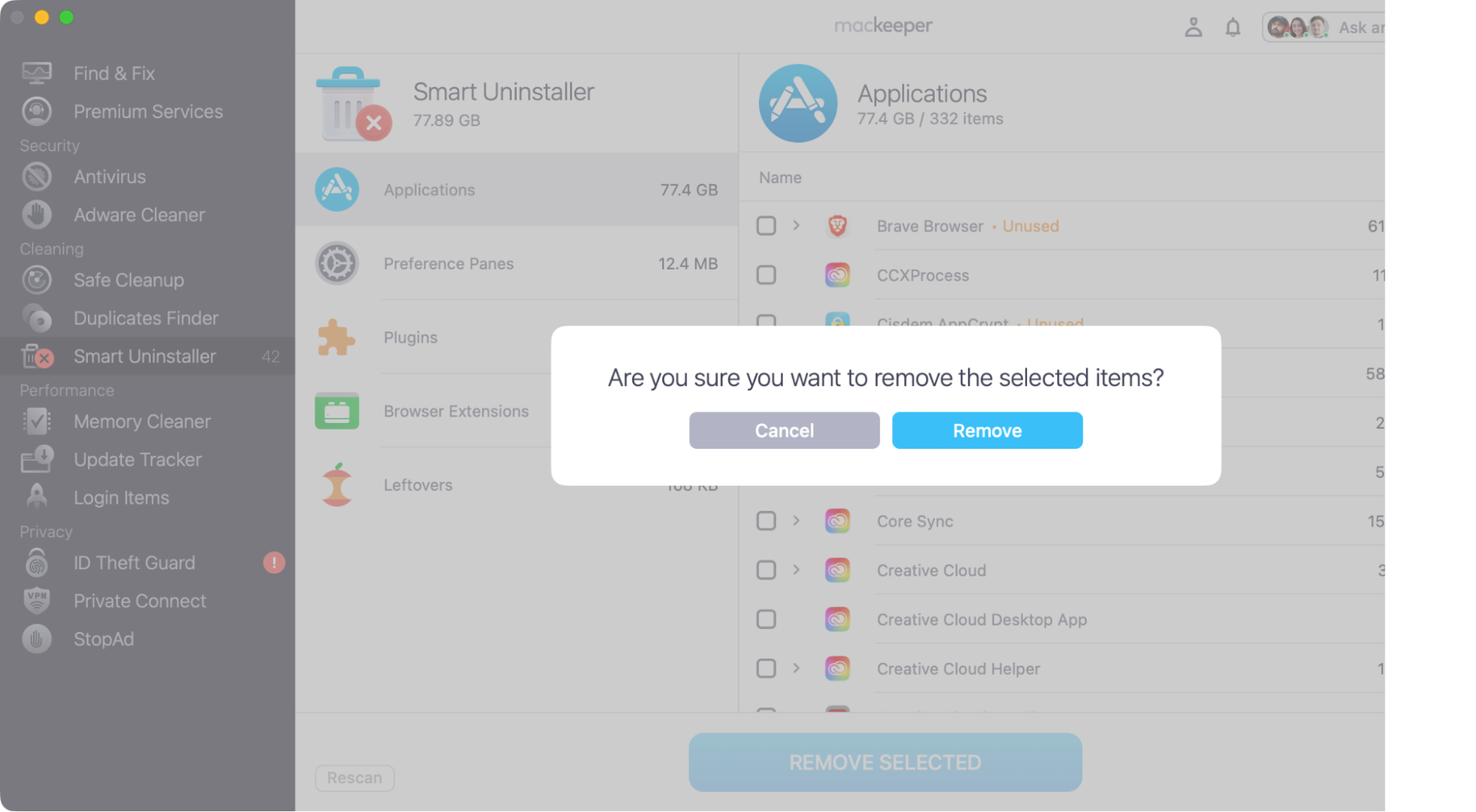 Finally, MacKeeper will give you a chance to cancel or confirm the removal of the app. Since you want to get rid of ShotScribus permanently, you can go ahead and click the 'Remove' button.