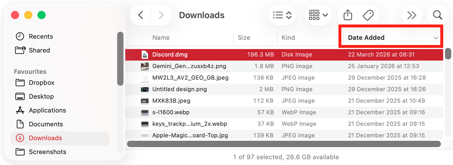 If you're trying to clear up your Downloads folder, then it's a good idea to sort the files by size or date. That way, you can see what's taking up the most space, and what's been hanging around for the longest.
