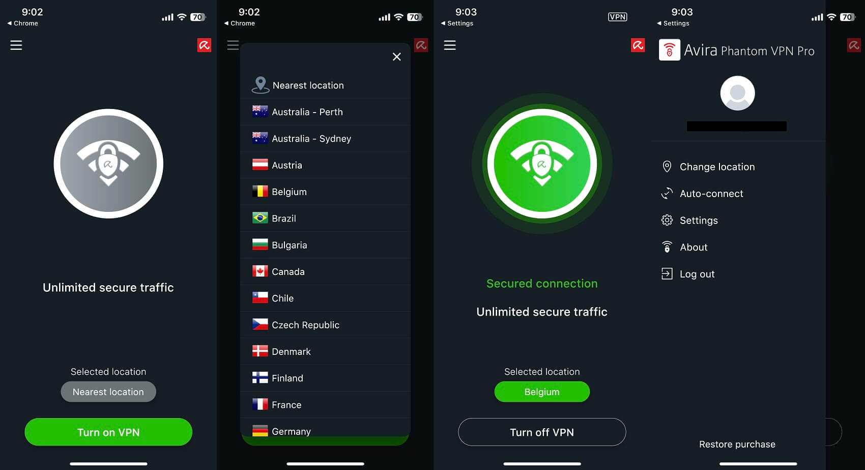 Open the Avira Phantom VPN macOS app, head to the settings menu, and review the security options to enable the kill switch and confirm your encryption.