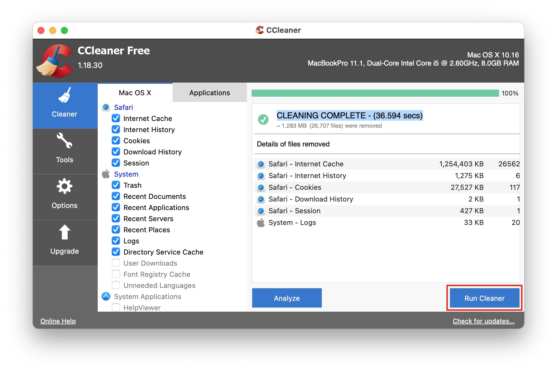 CCleaner – system cleaner