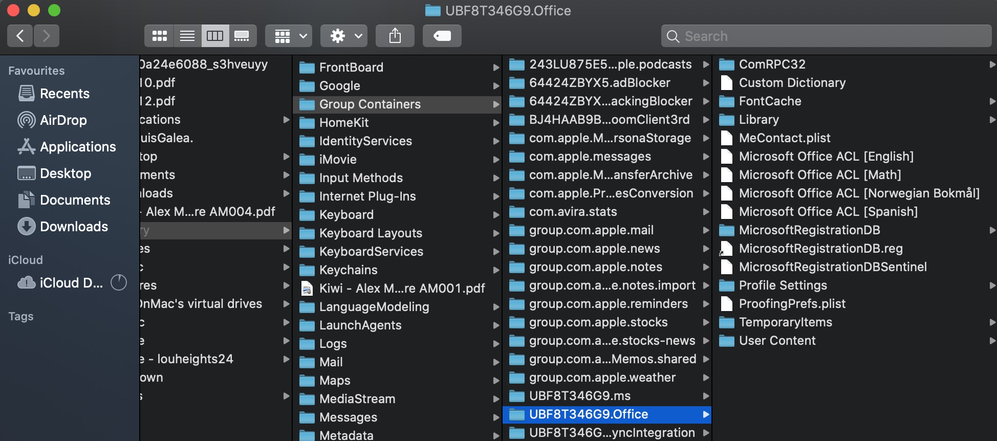 Opened folder where you can search for files connected with Office 365 and remove them by right-clicking the file and selecting the Move to Bin option. Opened folder where you can search for files connected with Office 365 and remove them by right-clicking the file and selecting the Move to Bin option.