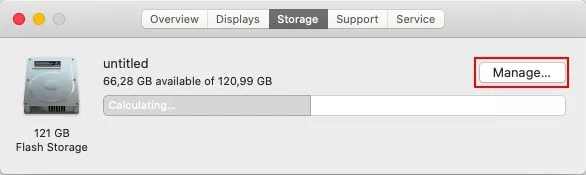 storage window manage button highlighted