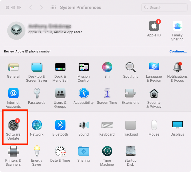 Software Update in macOS System Preferences.