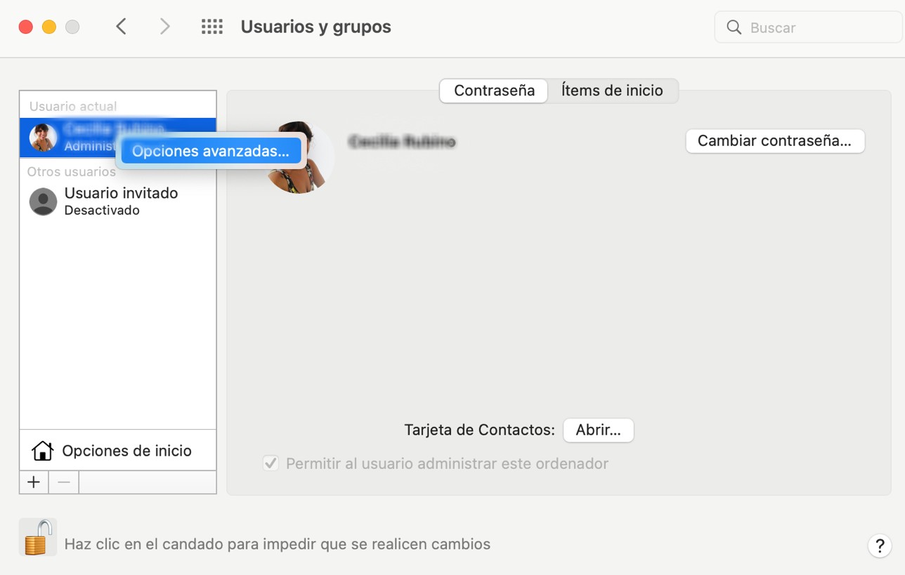 Usuarios y grupos con menú de opciones avanzadas Usuarios y grupos con menú de opciones avanzadas