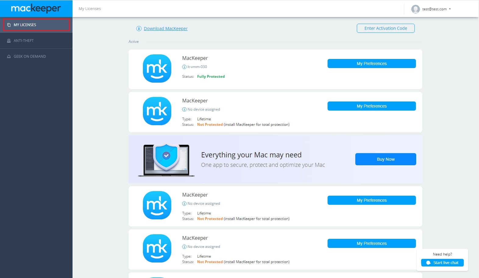 Manage your licenses Manage your licenses